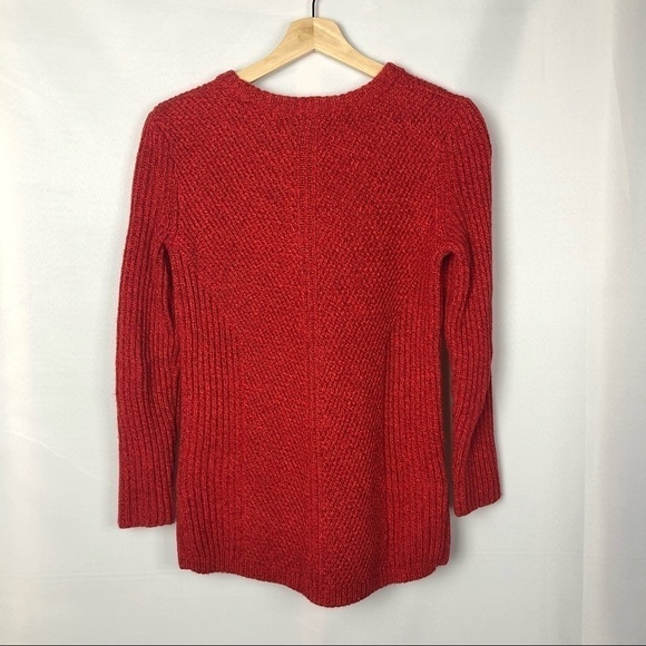 Madewell Red Hexcomb Texture Pullover Crew Neck Knit Sweater XS - Picture 3 of 8